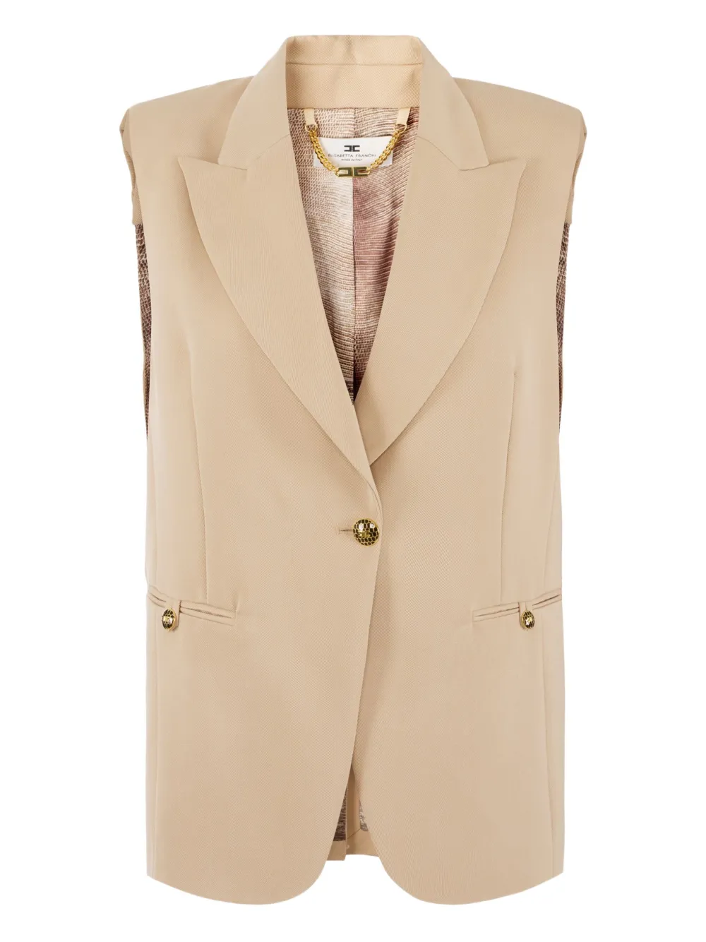 Elisabetta Franchi embellished-button sleeveless waistcoat - Neutrals