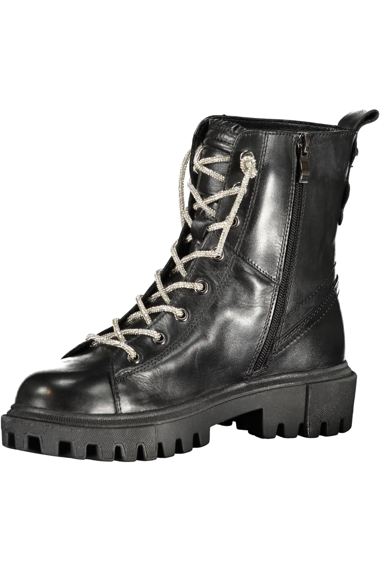 CafeNoir Černé kotníkové boty na šněrování