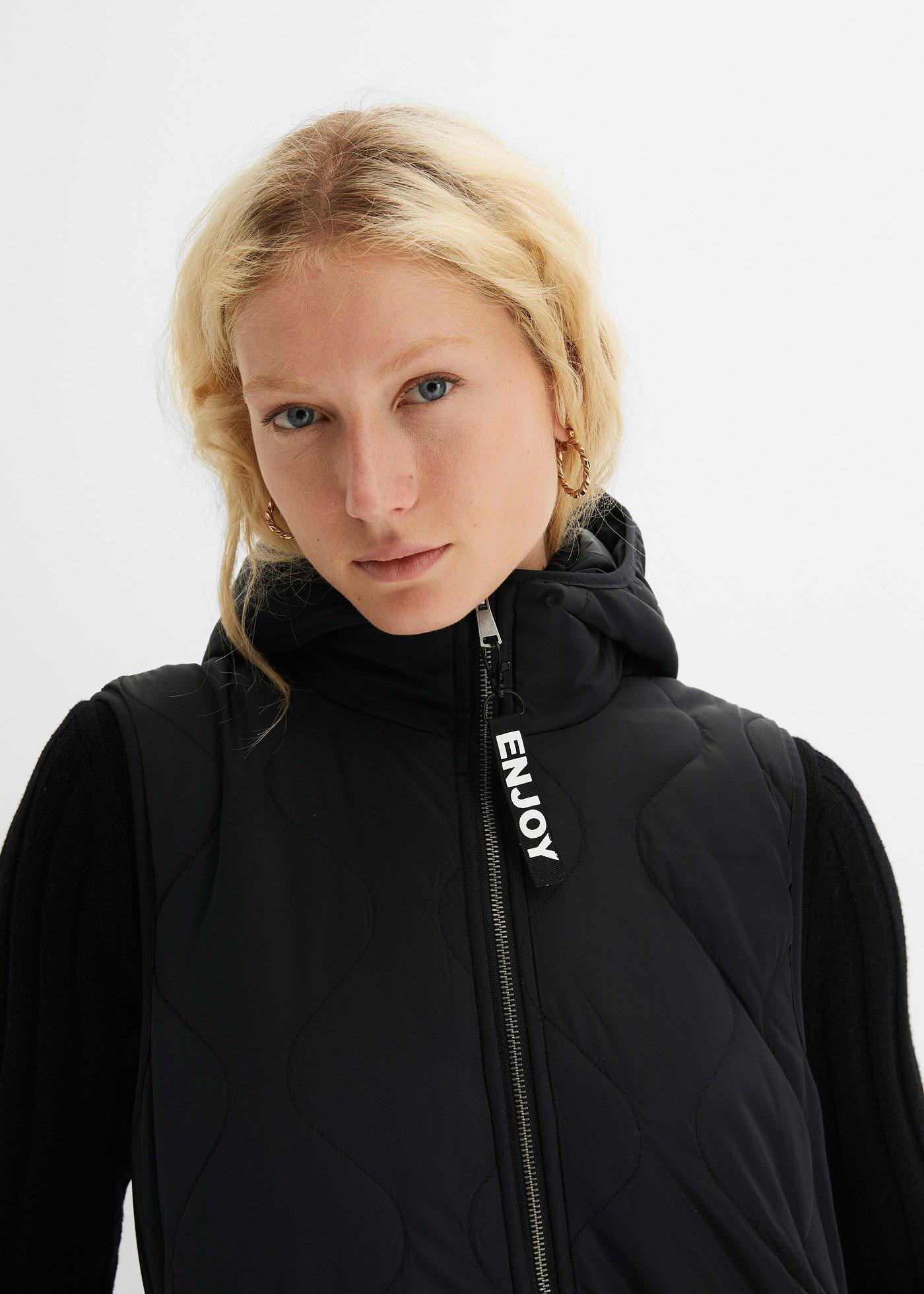 bonprix Prošívaná vesta Černá