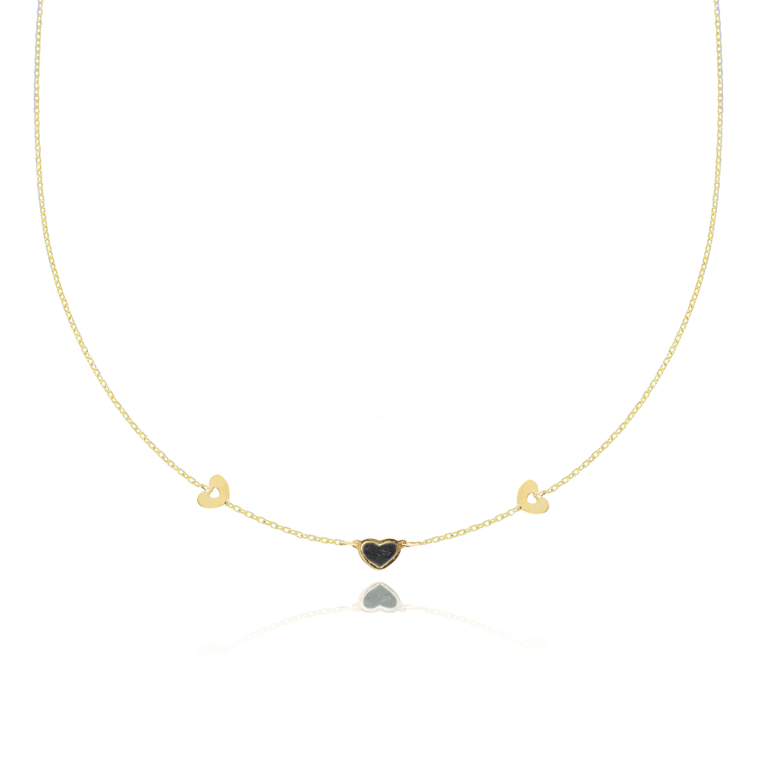 Olivie Náhrdelník ze žlutého zlata SRDCE ONYX Au 585/1000