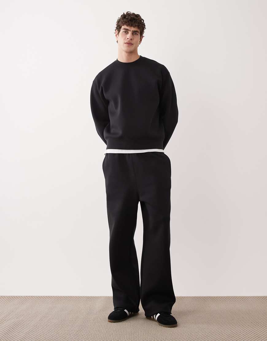 ARKET mix and match straight leg jogger in black in scuba-style fabric