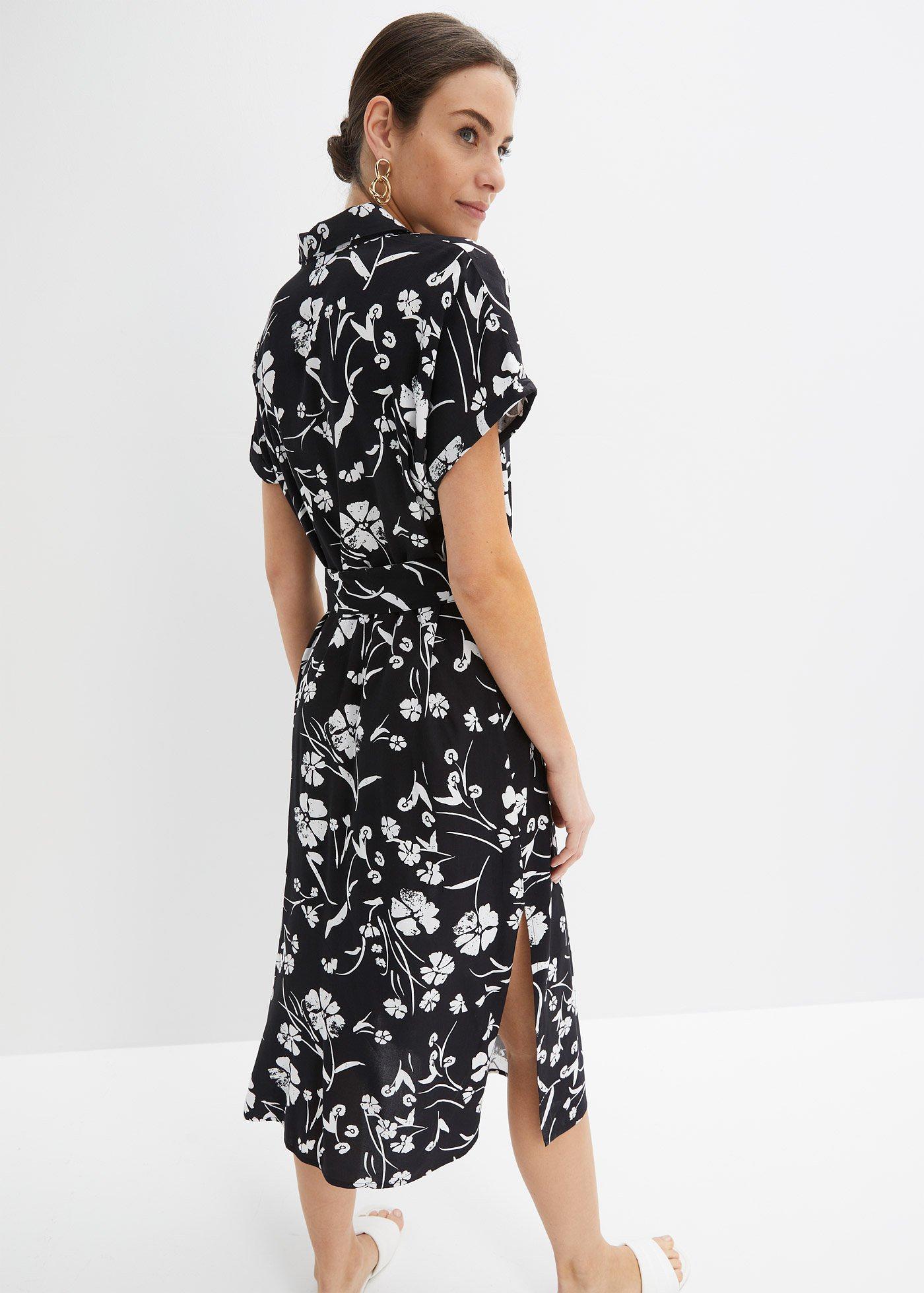 bonprix Halenkové šaty s potiskem Černá