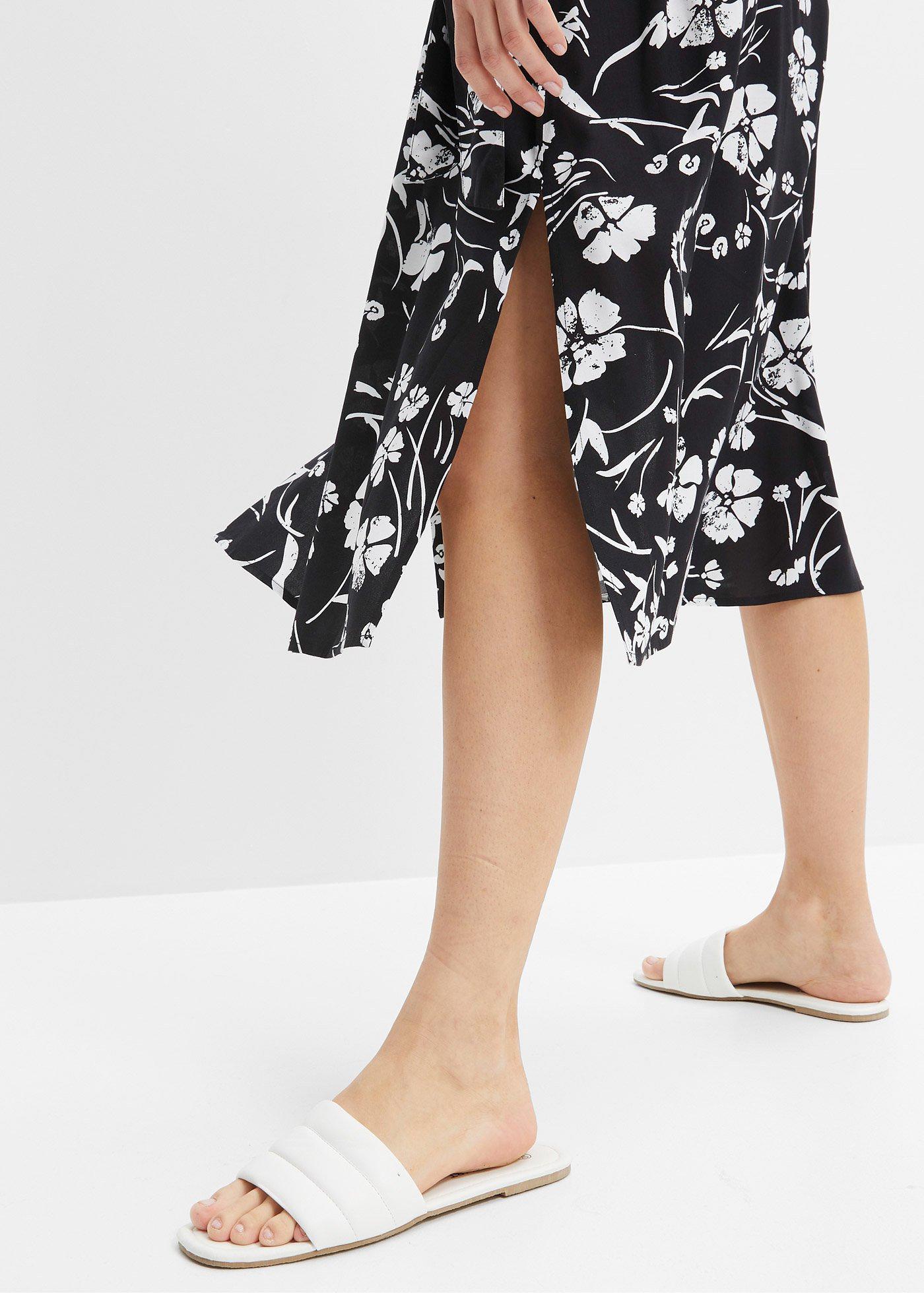 bonprix Halenkové šaty s potiskem Černá