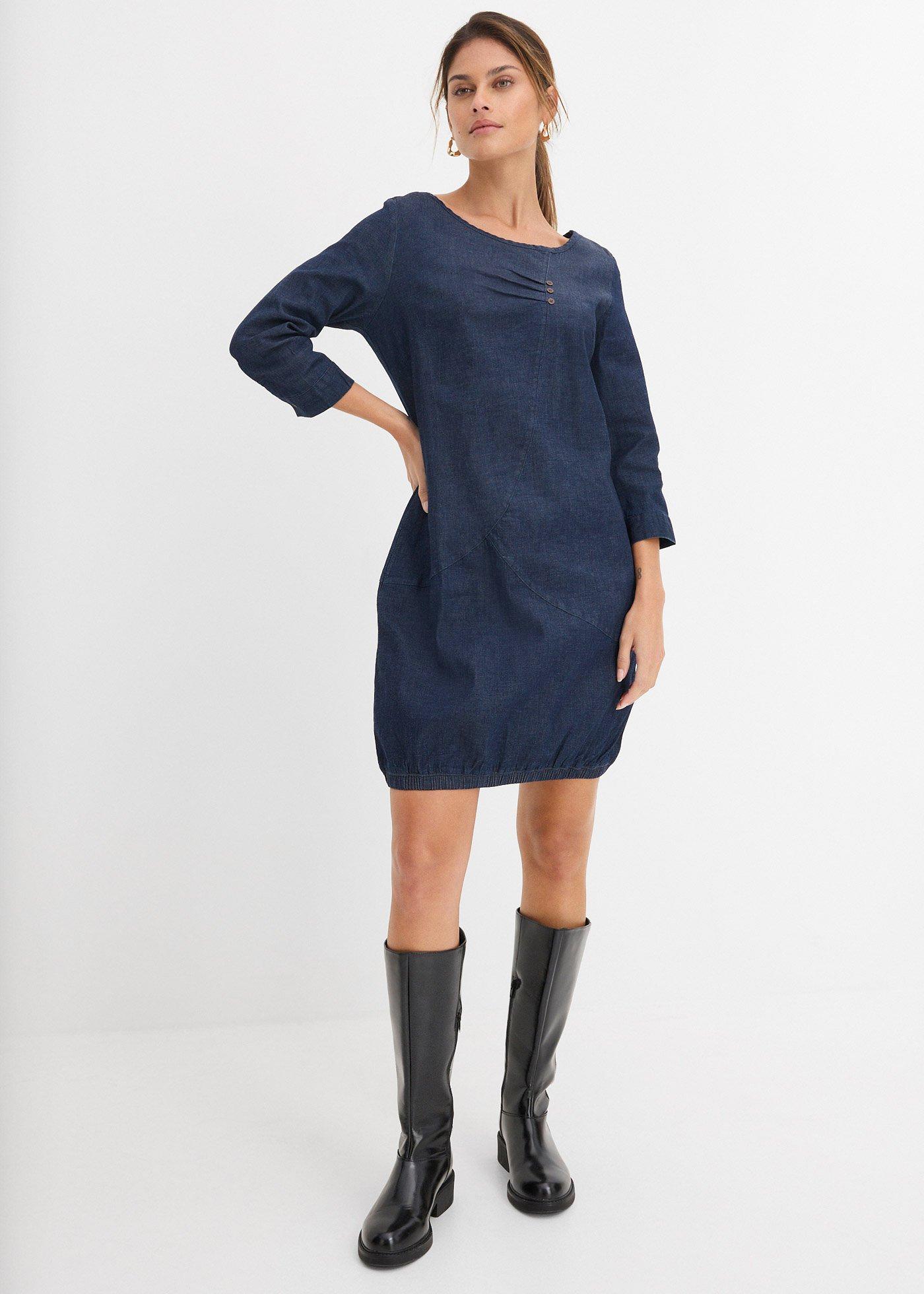 bonprix Strečové džínové šaty modrá Žena