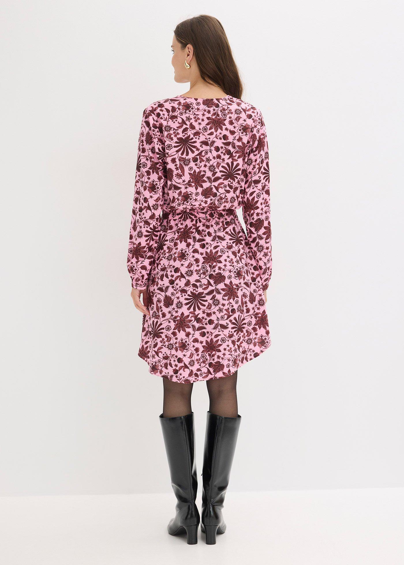 bonprix Midi šaty ze splývavé viskózy Růžová