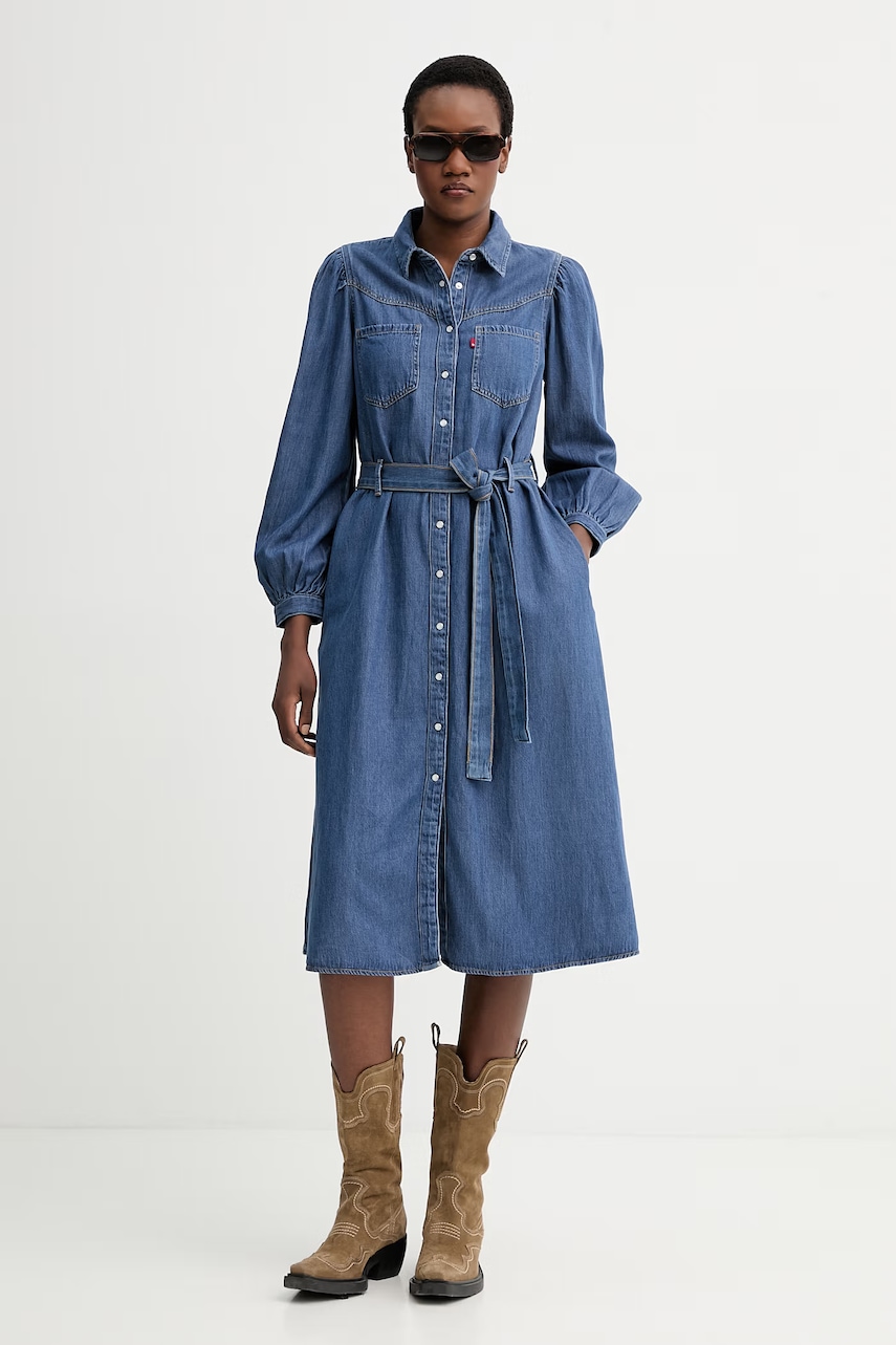 Džínové šaty Levi's JOURNEY LS MAXI