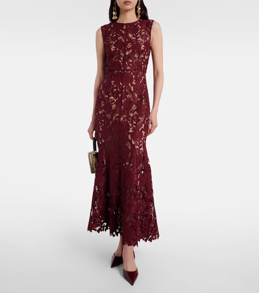 Self-Portrait Floral lace midi dress
