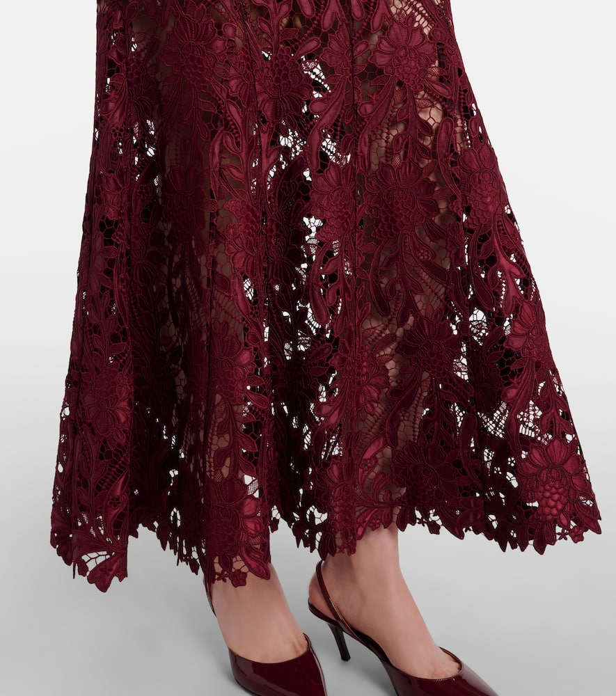 Self-Portrait Floral lace midi dress