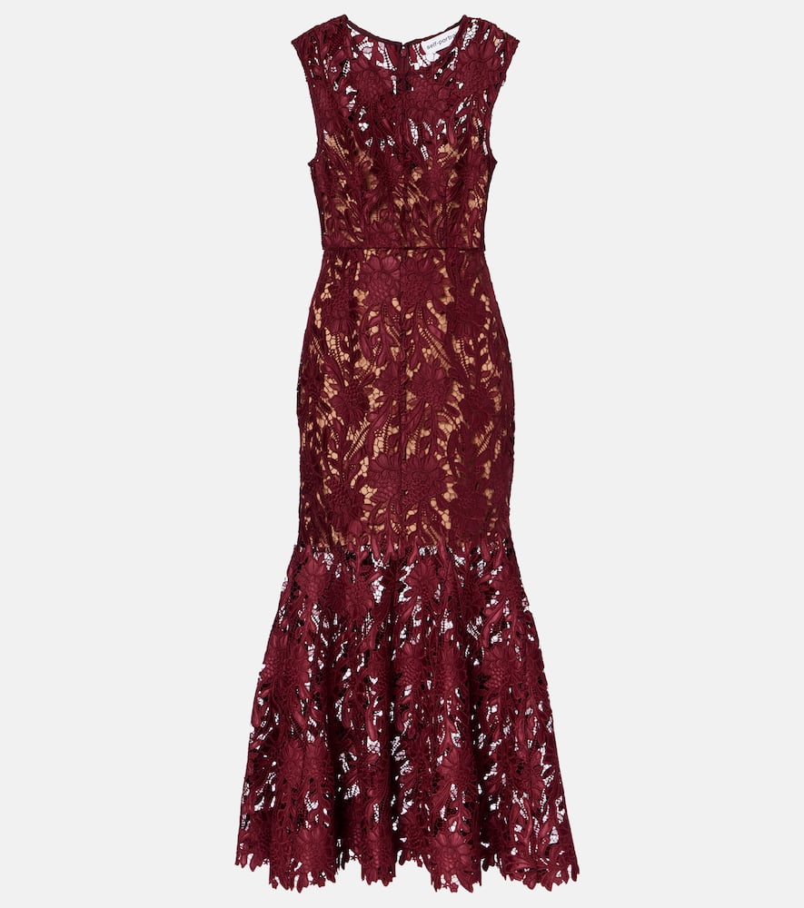 Self-Portrait Floral lace midi dress