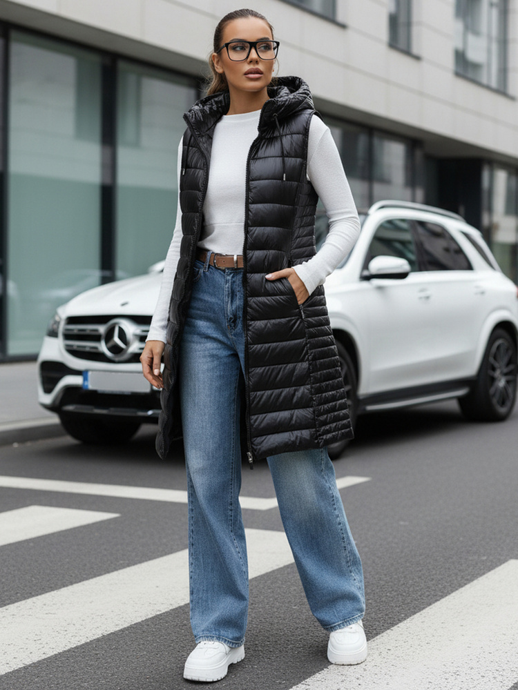 Dámská prošívaná vesta s kapucí Dstreet TY5254