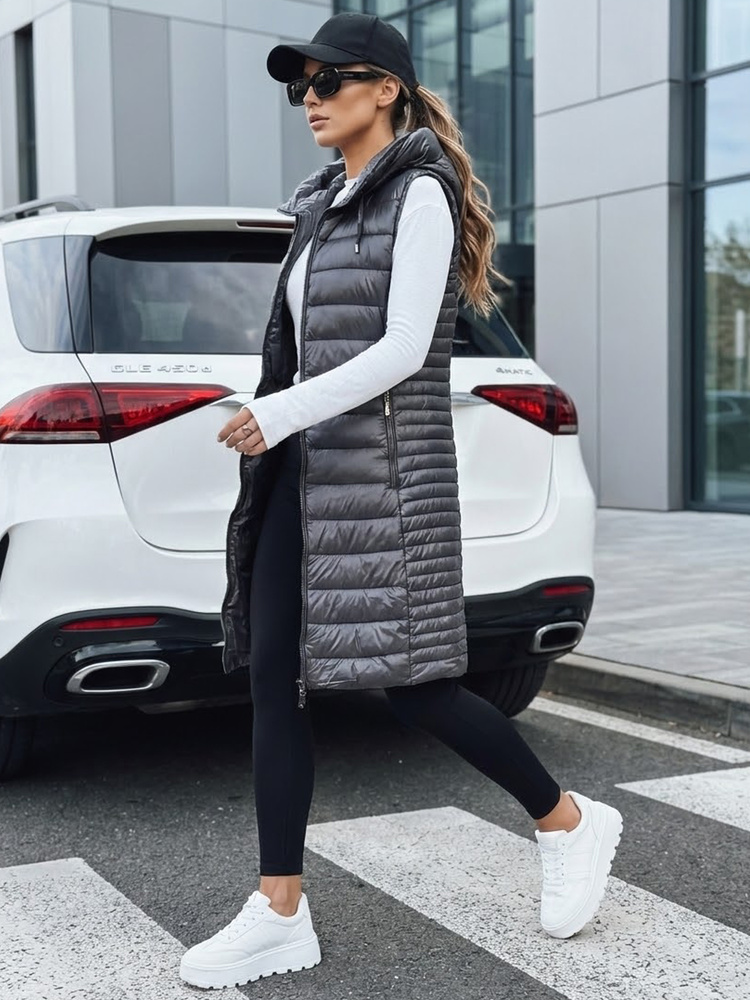 Dámská prošívaná vesta s kapucí Dstreet TY5254