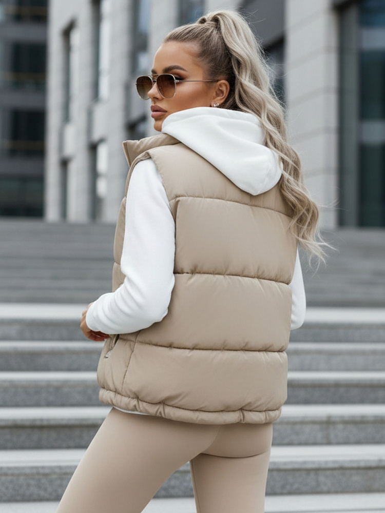 Dámská prošívaná vesta URBANELLE béžová Dstreet TY4970