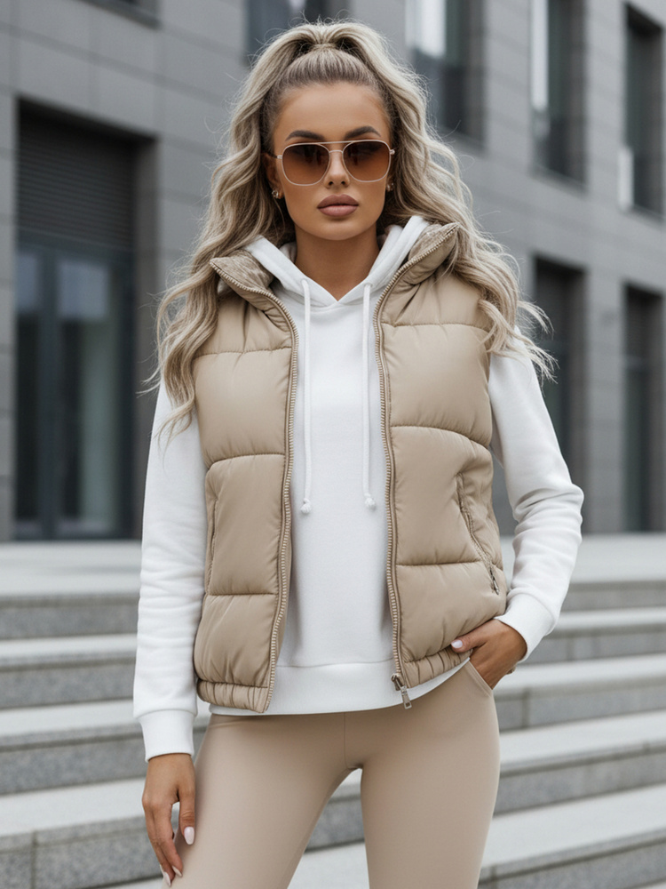 Dámská prošívaná vesta URBANELLE béžová Dstreet TY4970