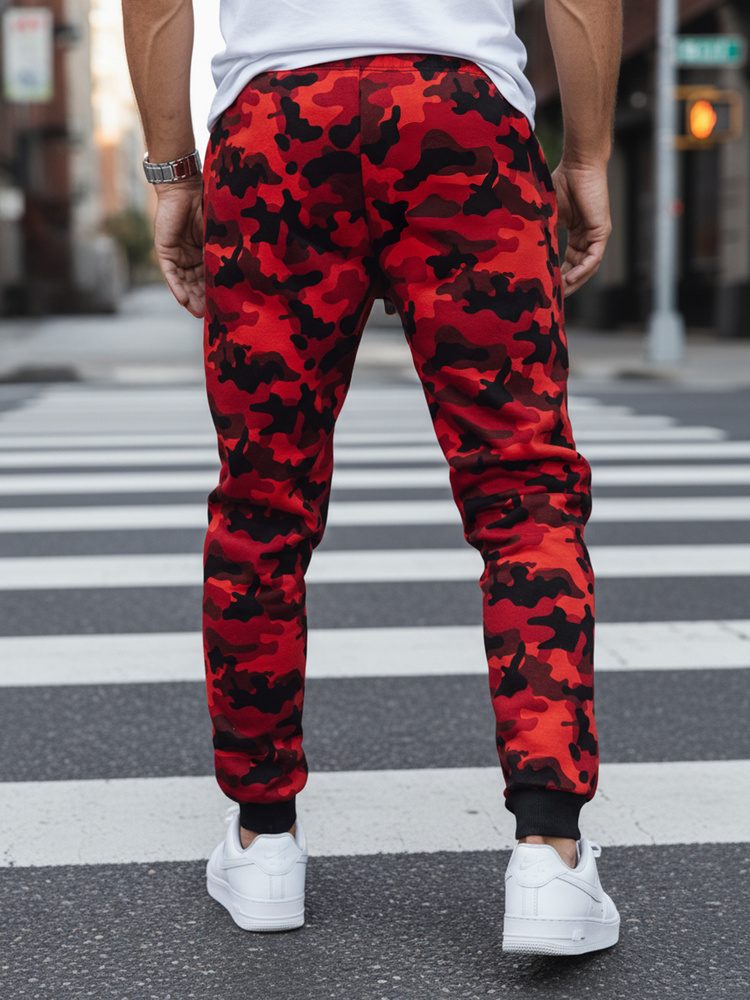 Dstreet Módní maskáčové tepláky pro muže v červené barvě