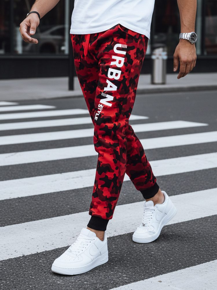 Dstreet Módní maskáčové tepláky pro muže v červené barvě