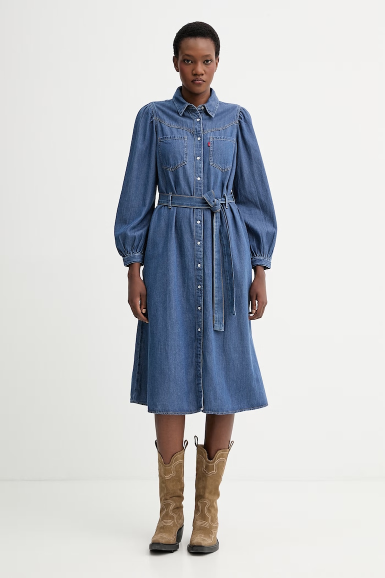 Džínové šaty Levi's JOURNEY LS MAXI