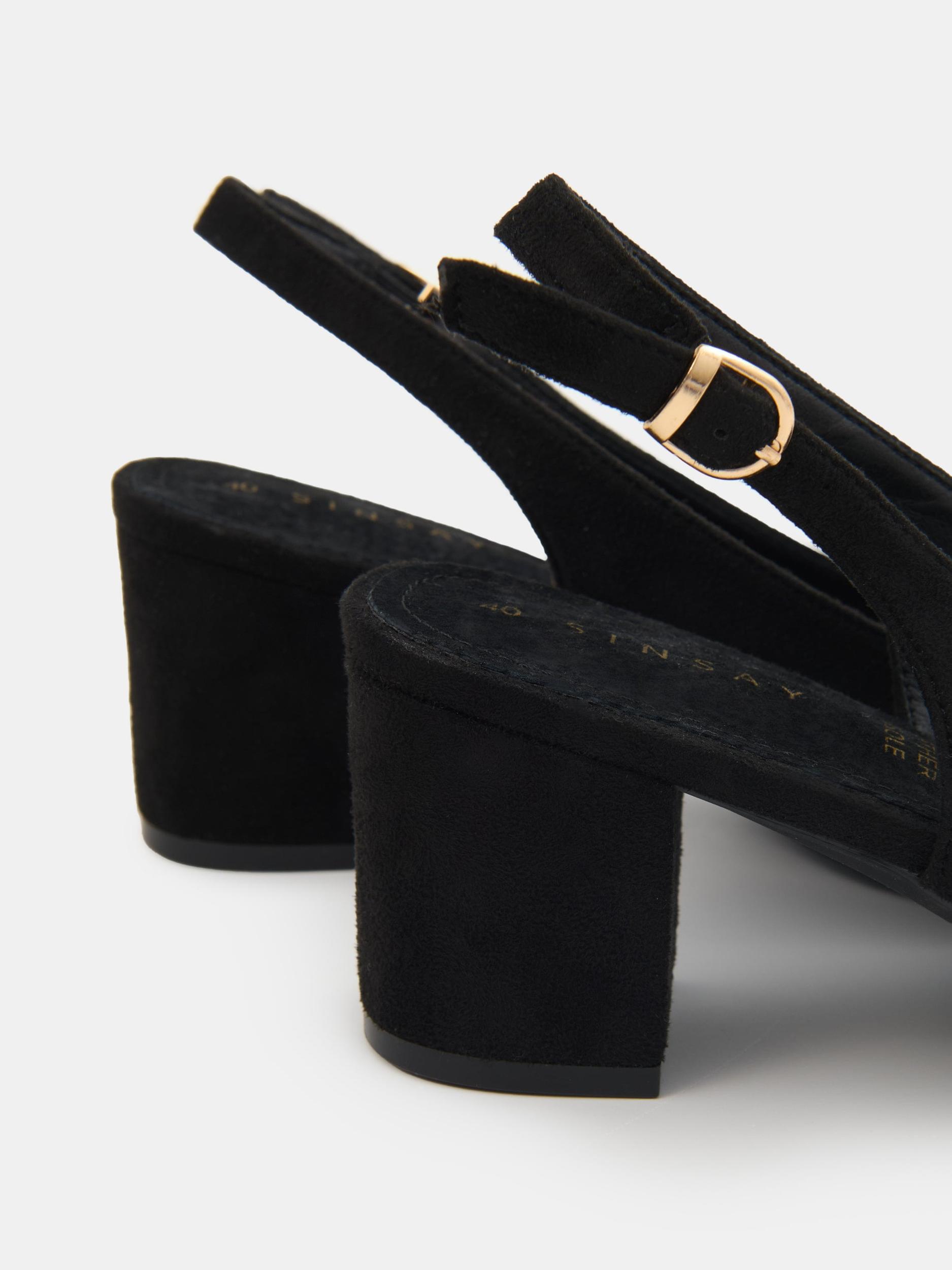 Sinsay - Lodičky na podpatku s koženou stélkou z imitace semiše - černá