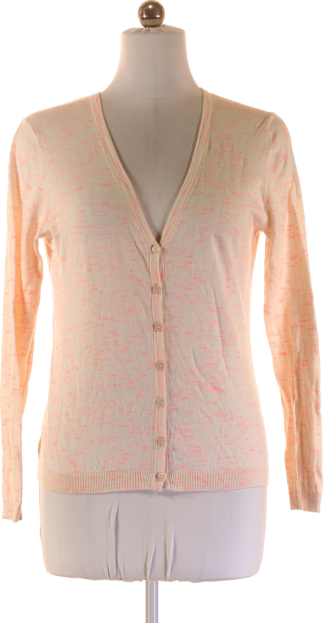 S.OLIVER Dámský Lehký Kardigan Béžový S Růžovým Melírem Propínací Vel. 38