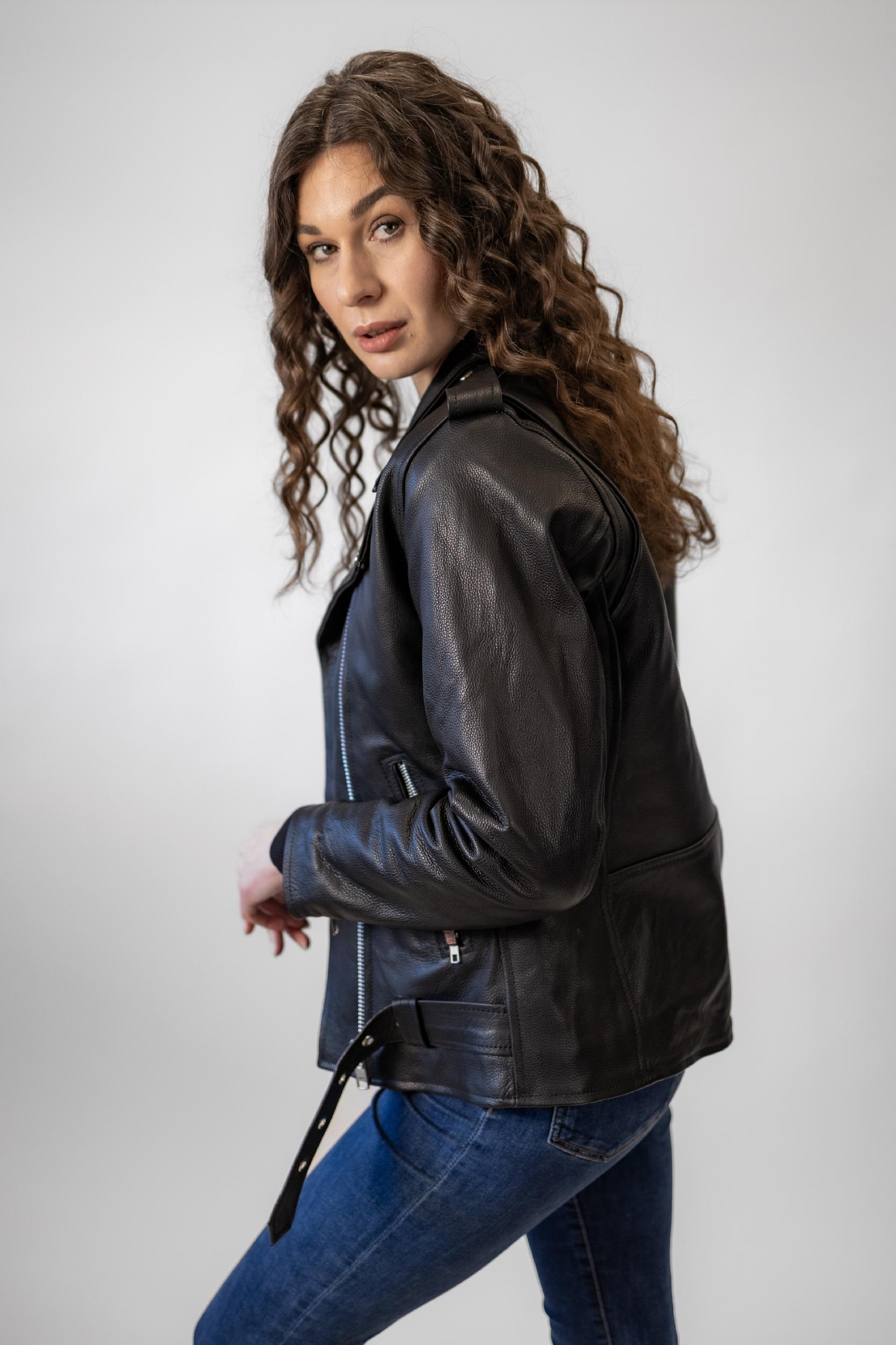 Dámská Kožená Bunda Křivák Classic Brixton Černá