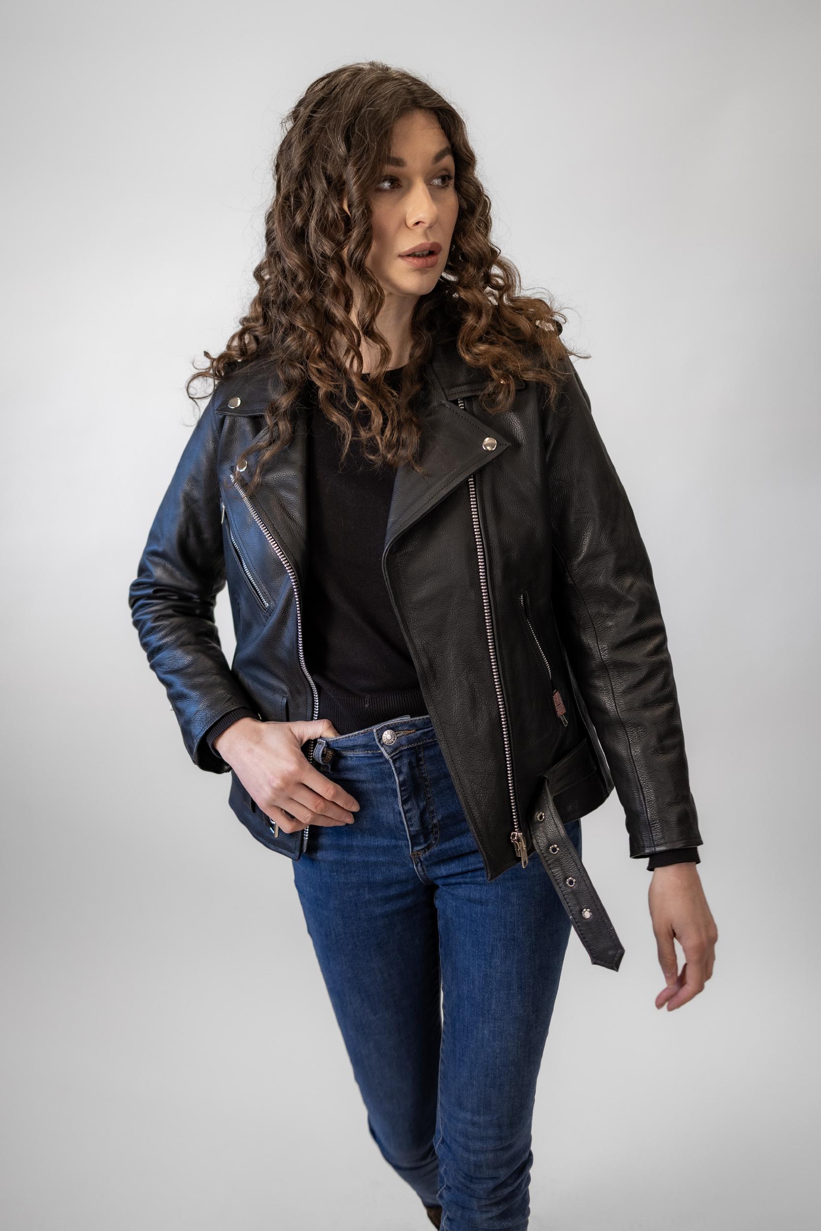 Dámská Kožená Bunda Křivák Classic Brixton Černá