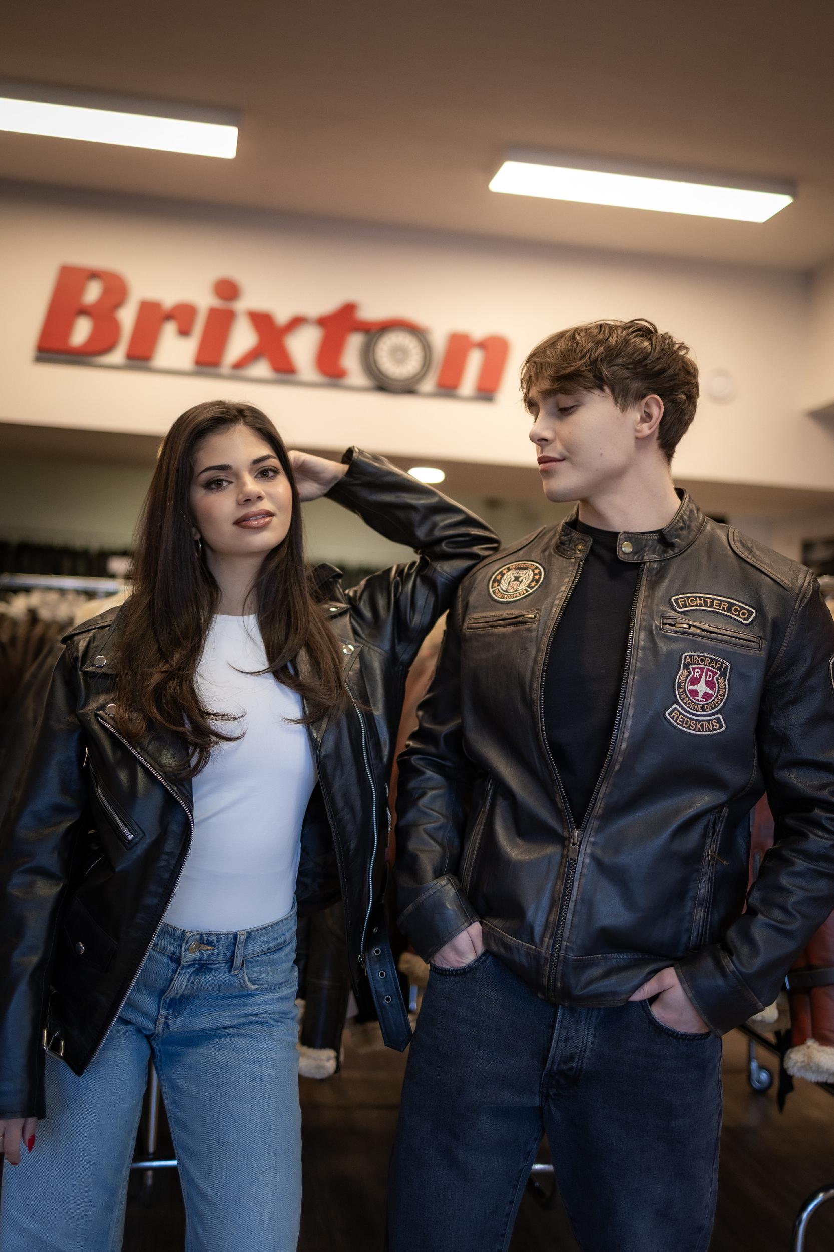 Dámská Kožená Bunda Křivák Classic Brixton Černá