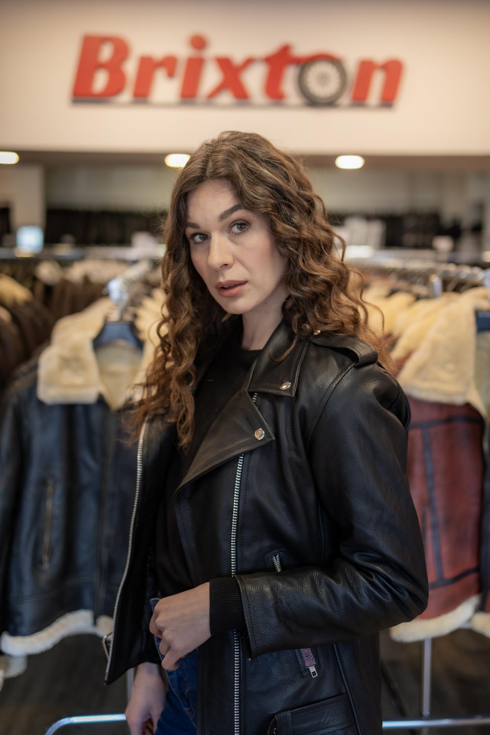 Dámská Kožená Bunda Křivák Classic Brixton Černá