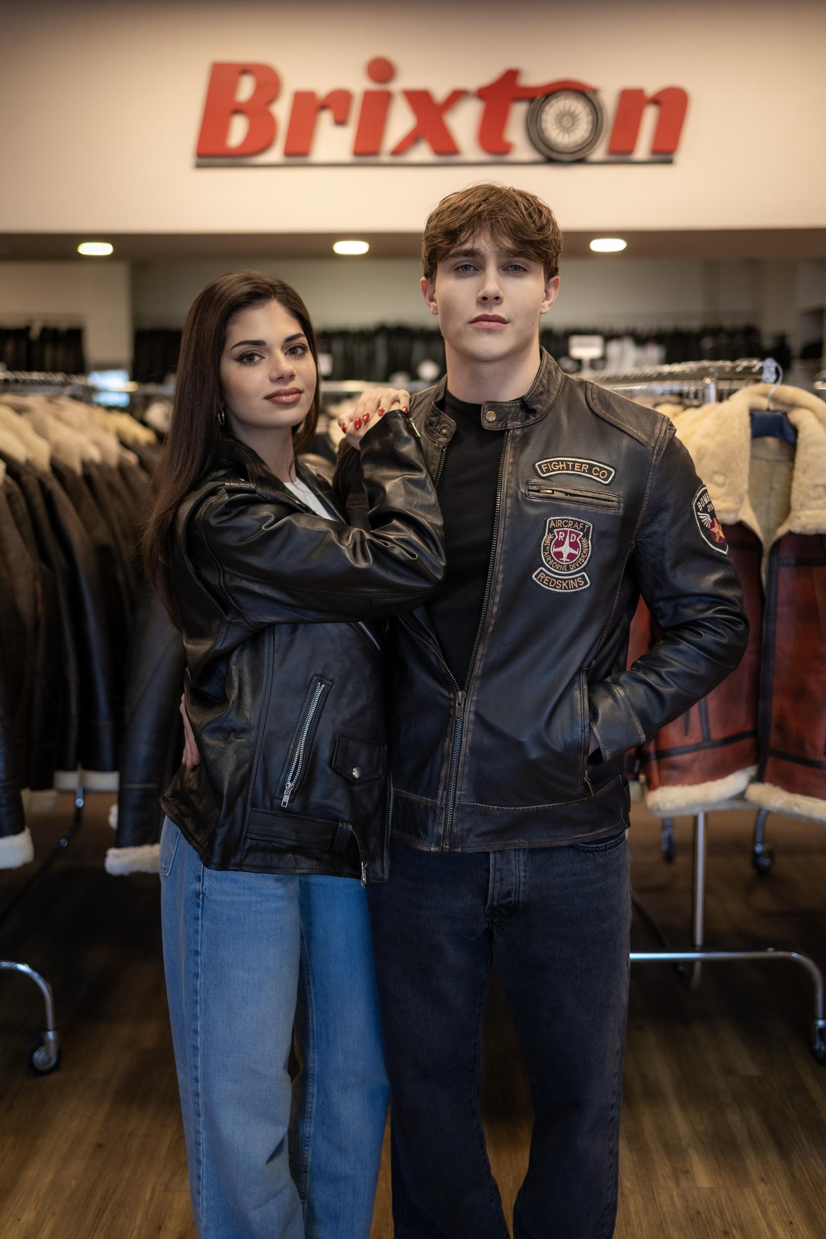 Dámská Kožená Bunda Křivák Classic Brixton Černá