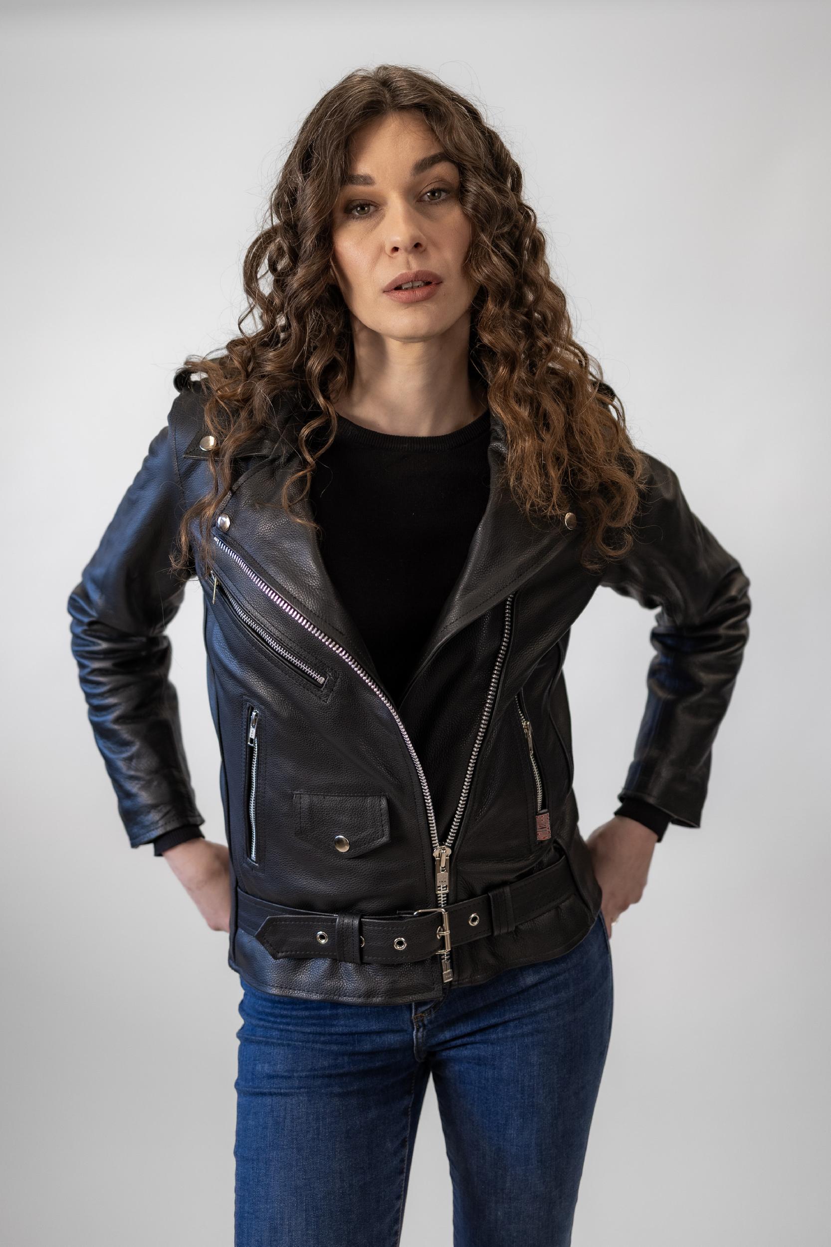 Dámská Kožená Bunda Křivák Classic Brixton Černá