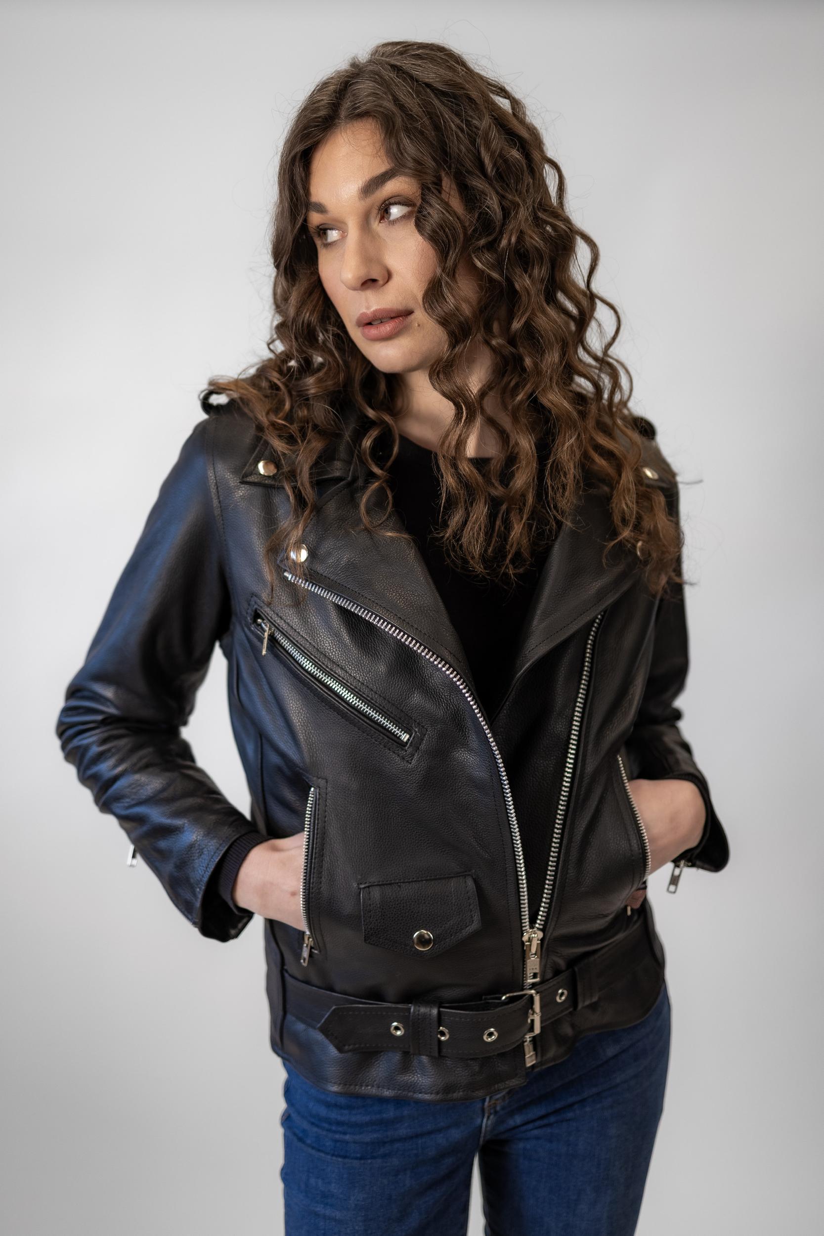 Dámská Kožená Bunda Křivák Classic Brixton Černá