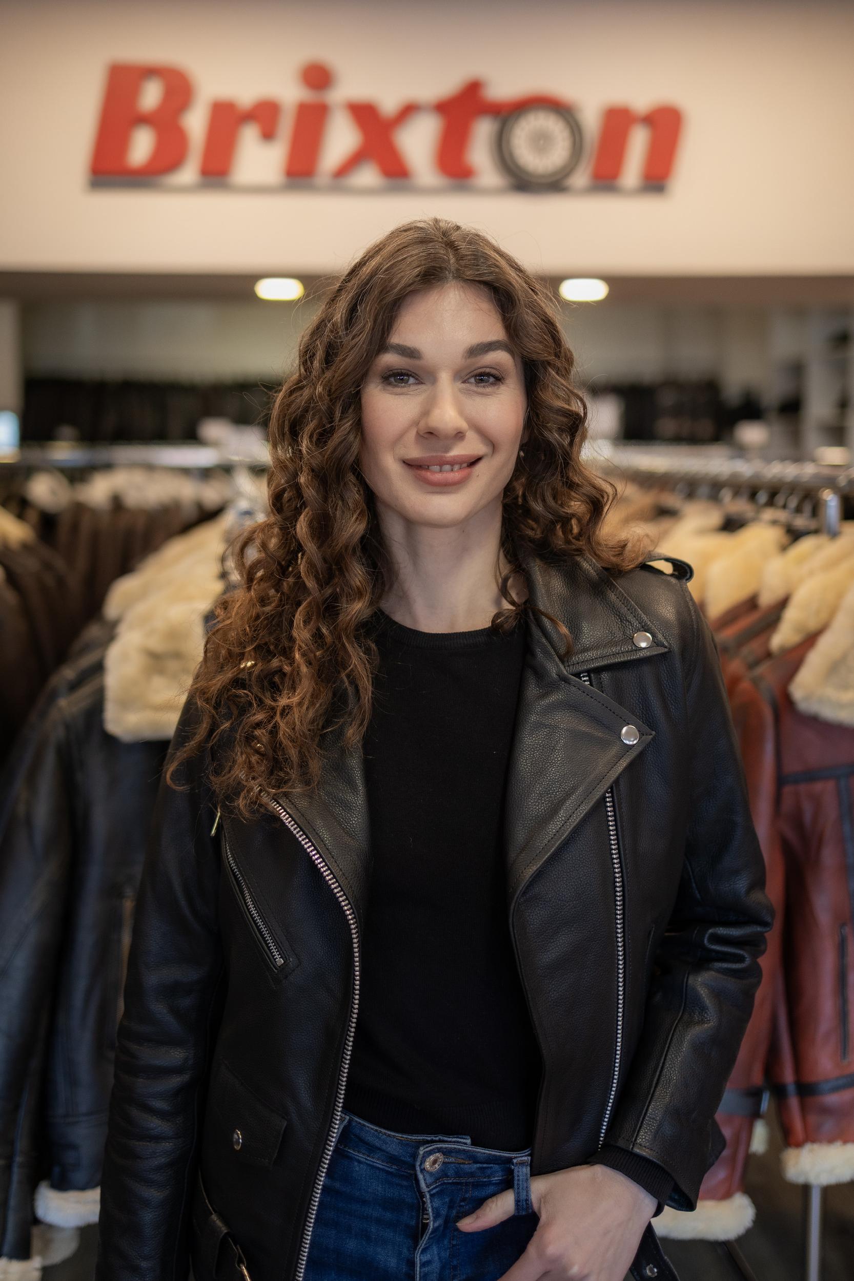 Dámská Kožená Bunda Křivák Classic Brixton Černá