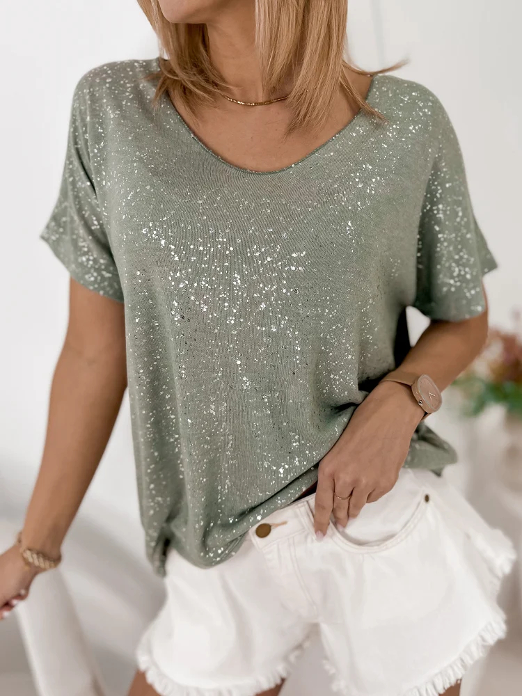 Fashionweek Dámská halenka s krátkým rukávem a lesklým efektem UB-ANTIGA