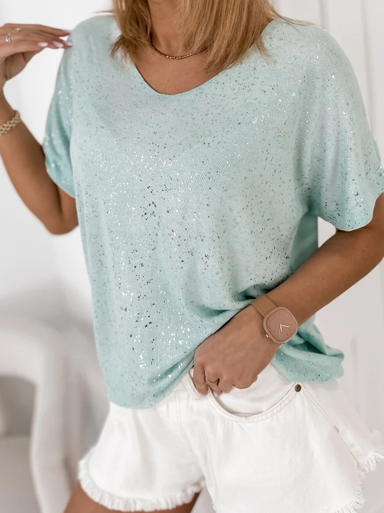 Fashionweek Dámská halenka s krátkým rukávem a lesklým efektem UB-ANTIGA