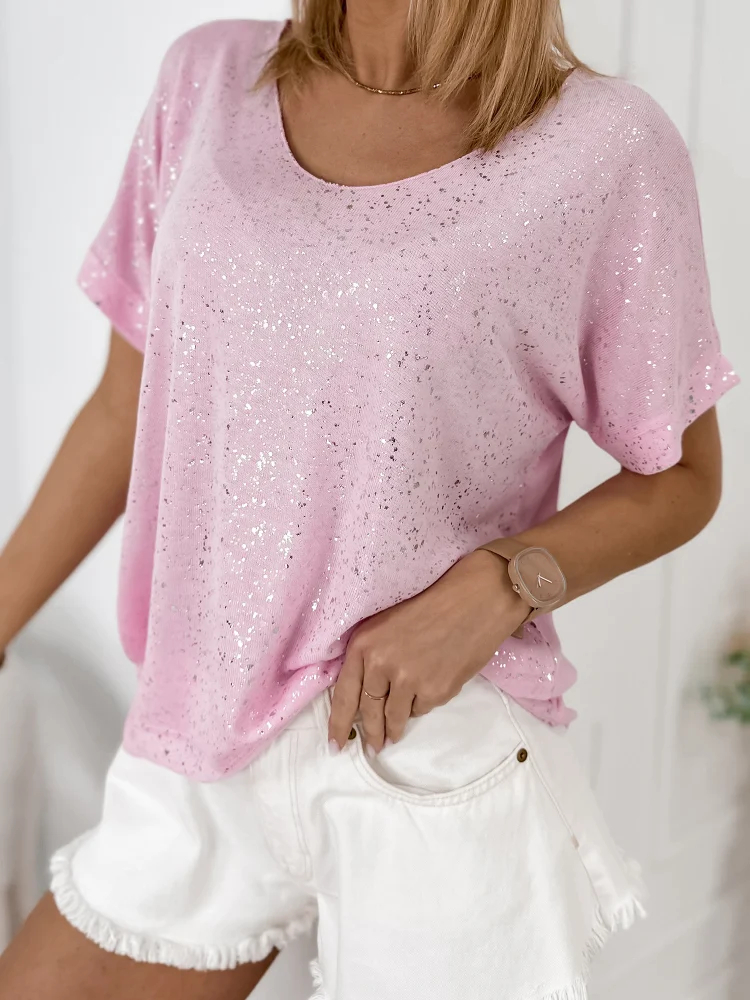 Fashionweek Dámská halenka s krátkým rukávem a lesklým efektem UB-ANTIGA