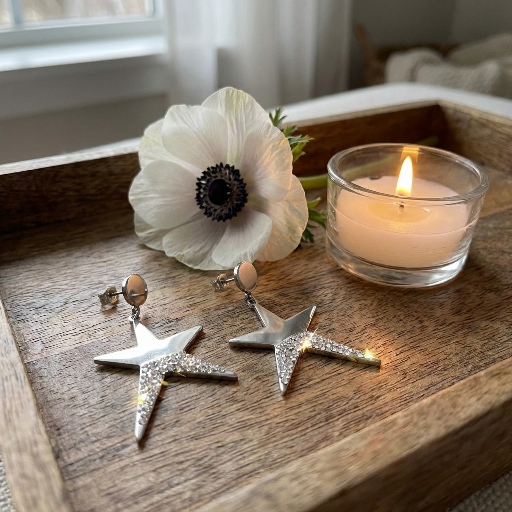 Ewena Náušnice hvězda z chirurgické oceli