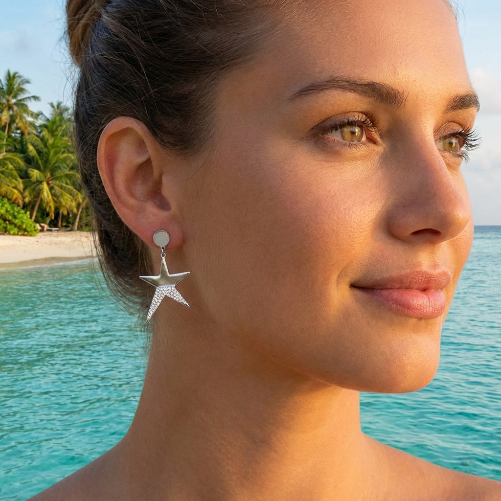 Ewena Náušnice hvězda z chirurgické oceli
