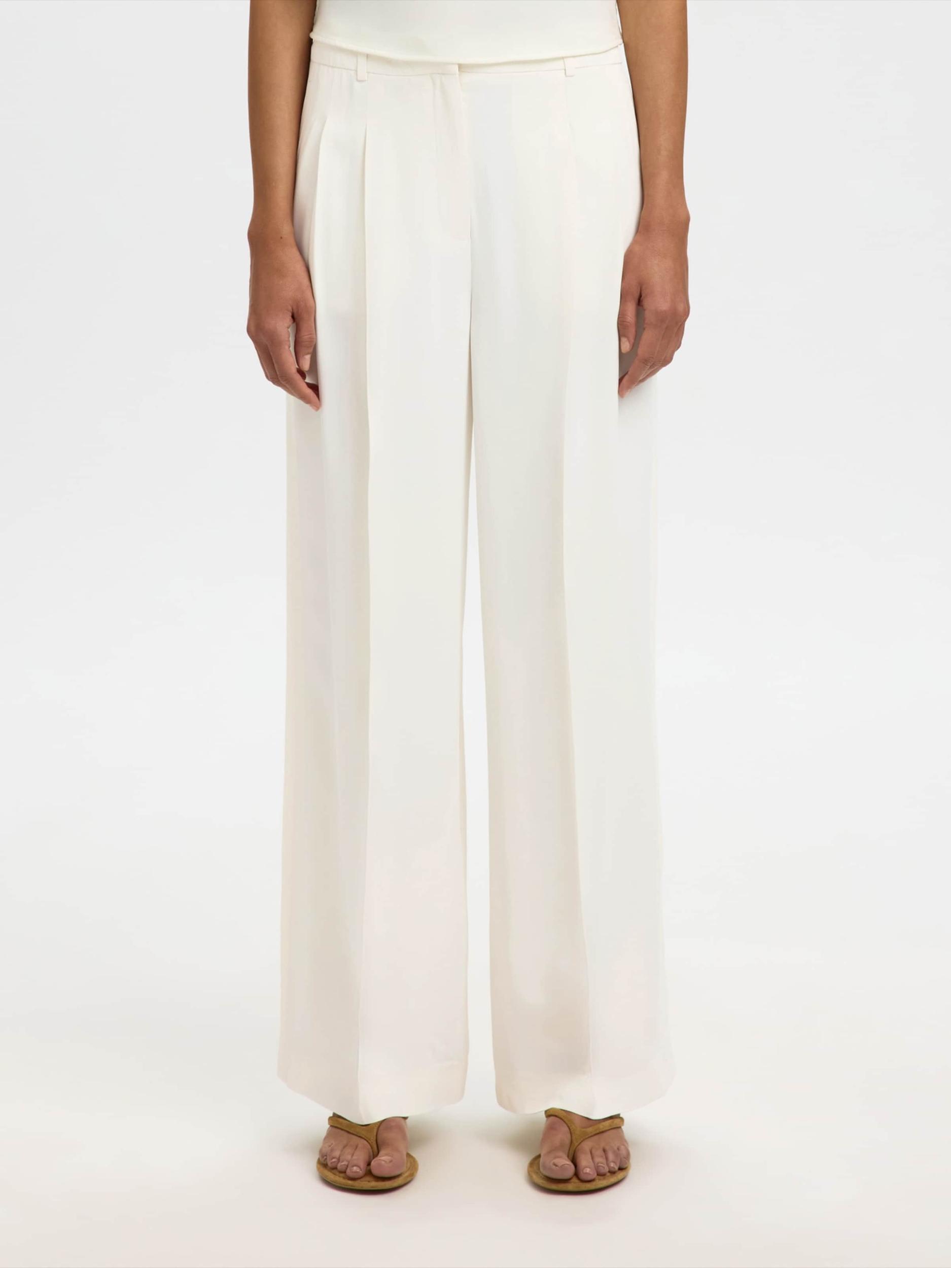 SELECTED Kalhoty se sklady v pase 'SLFELLIE' krémová