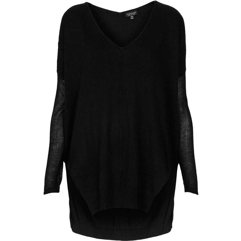 Topshop Knitted Sheer Solid V Neck Top