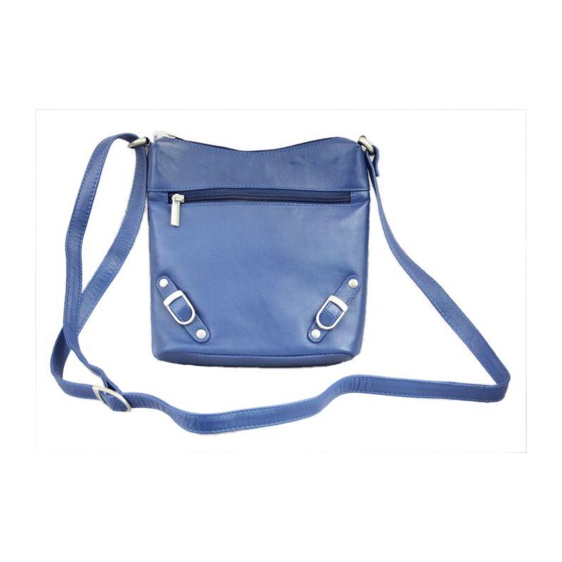 Arwel Modrá kožená zipová mini-kabelka