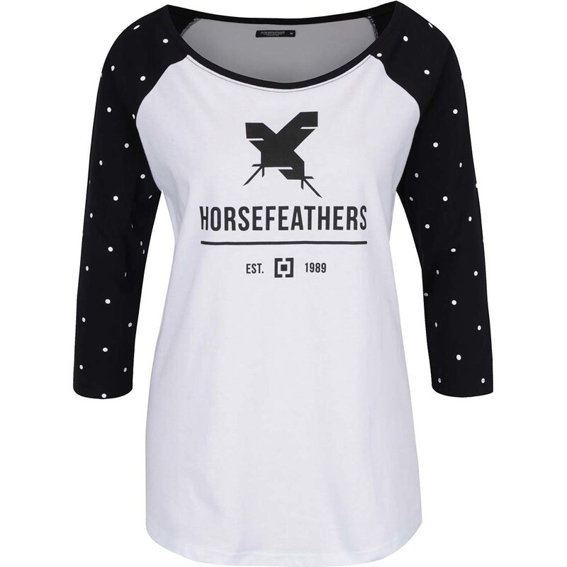 Černo-bílé dámské tričko s 3/4 rukávem Horsefeathers Justine - GLAMI.cz