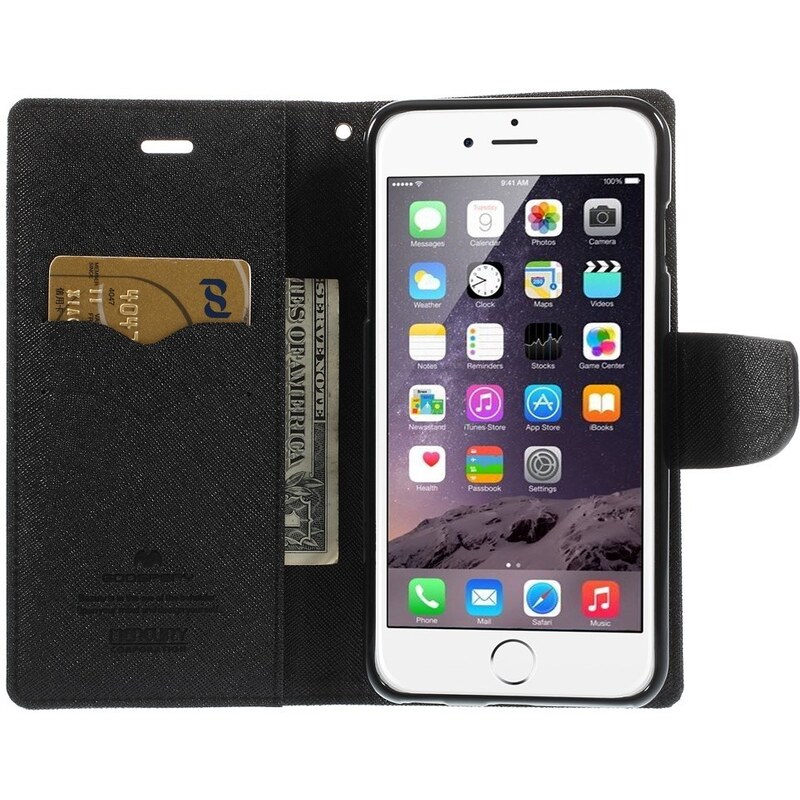 Pouzdro / kryt pro Apple iPhone 6 Plus / 6S Plus - Mercury, Fancy Diary BLACK/BLACK