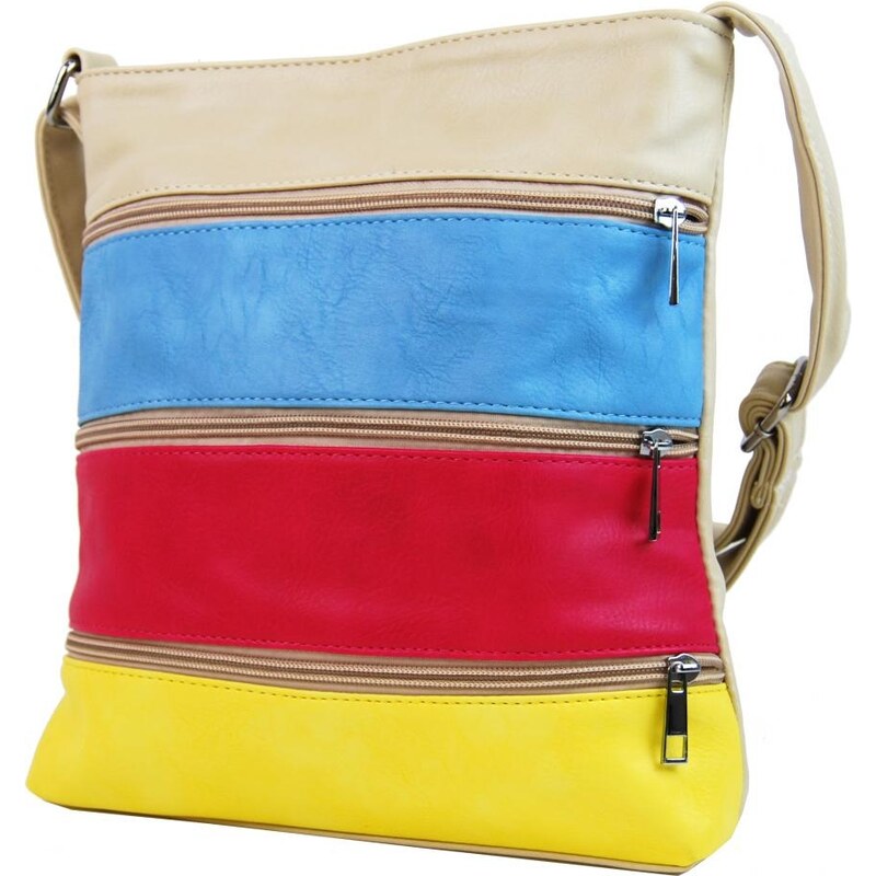 Sun-bags Crossbody kabelka H0438 béžovo-bílo-růžovo-černá