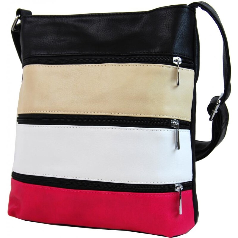 Sun-bags Crossbody kabelka H0438 béžovo-bílo-růžovo-černá