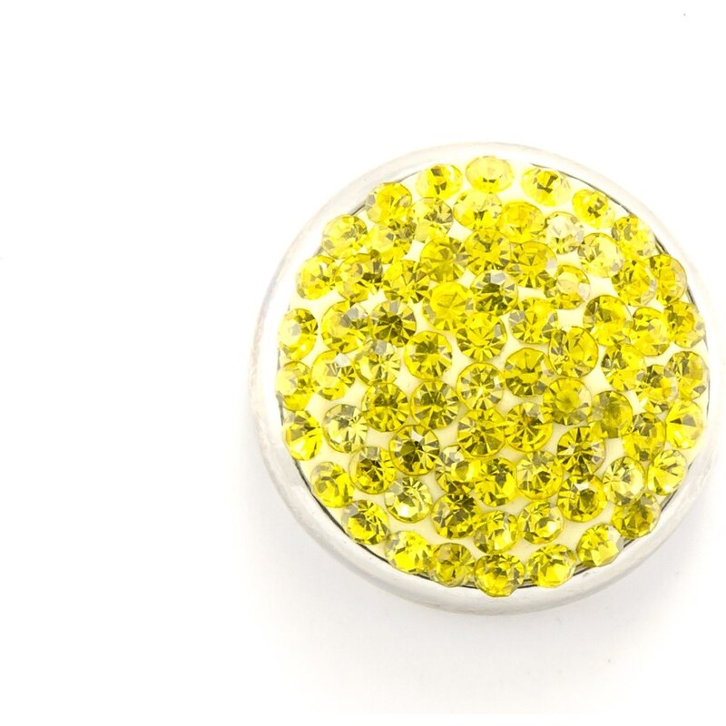 JewelsHall Knoflík Cvak - krystaly ve hmotě - žlutý - 1,8 cm