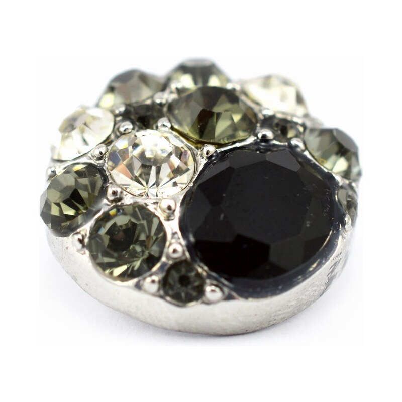 JewelsHall Knoflík Cvak - s kamínky - černý - 1,8 cm
