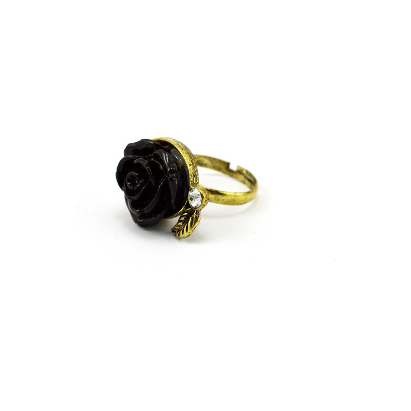 JewelsHall Prstýnek retro - růže černá