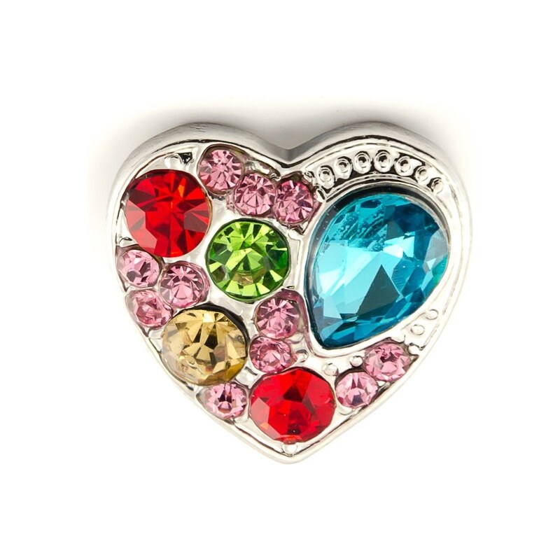 JewelsHall Knoflík Cvak - srdce vícebarevné - 1,8 cm
