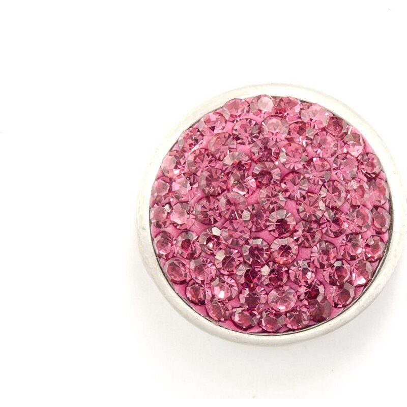 JewelsHall Knoflík Cvak - krystaly ve hmotě - růžový - 1,8 cm
