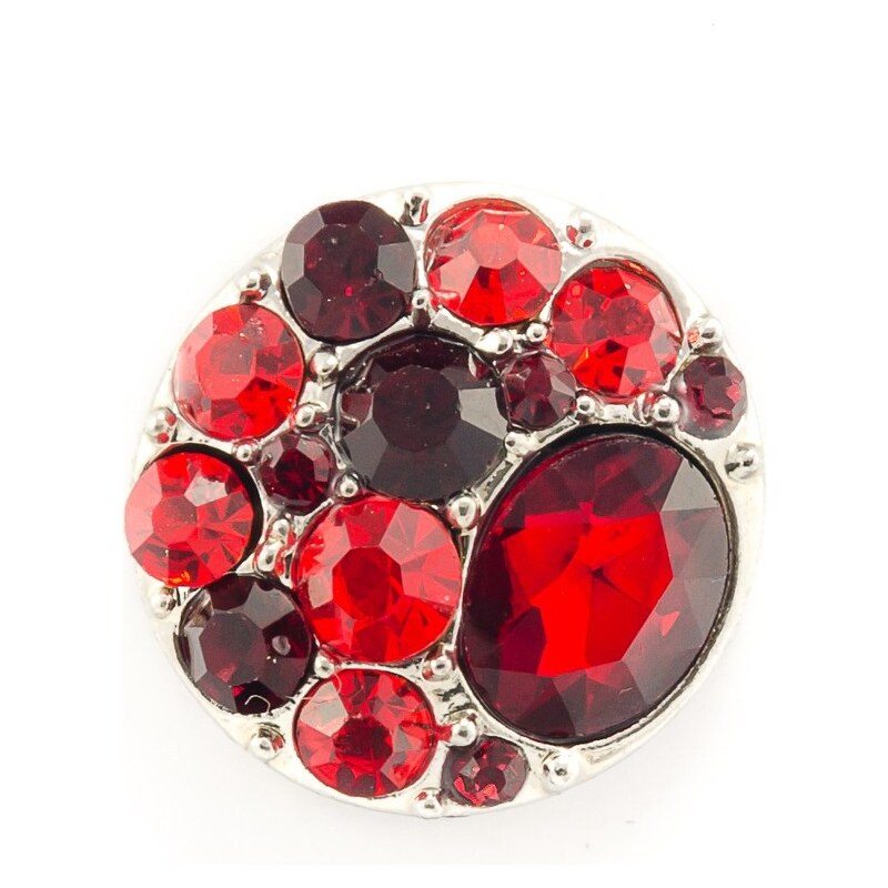 JewelsHall Knoflík Cvak - s kamínky - červená - 1,8 cm