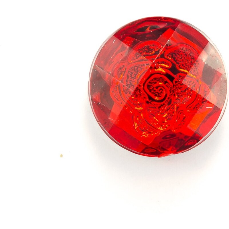 JewelsHall Knoflík Cvak - růže v pryskyřici - červená - 1,8 cm