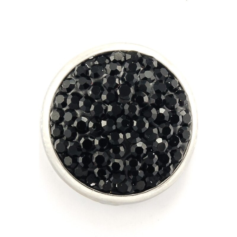 JewelsHall Knoflík Cvak - krystaly ve hmotě - černý - 1,8 cm